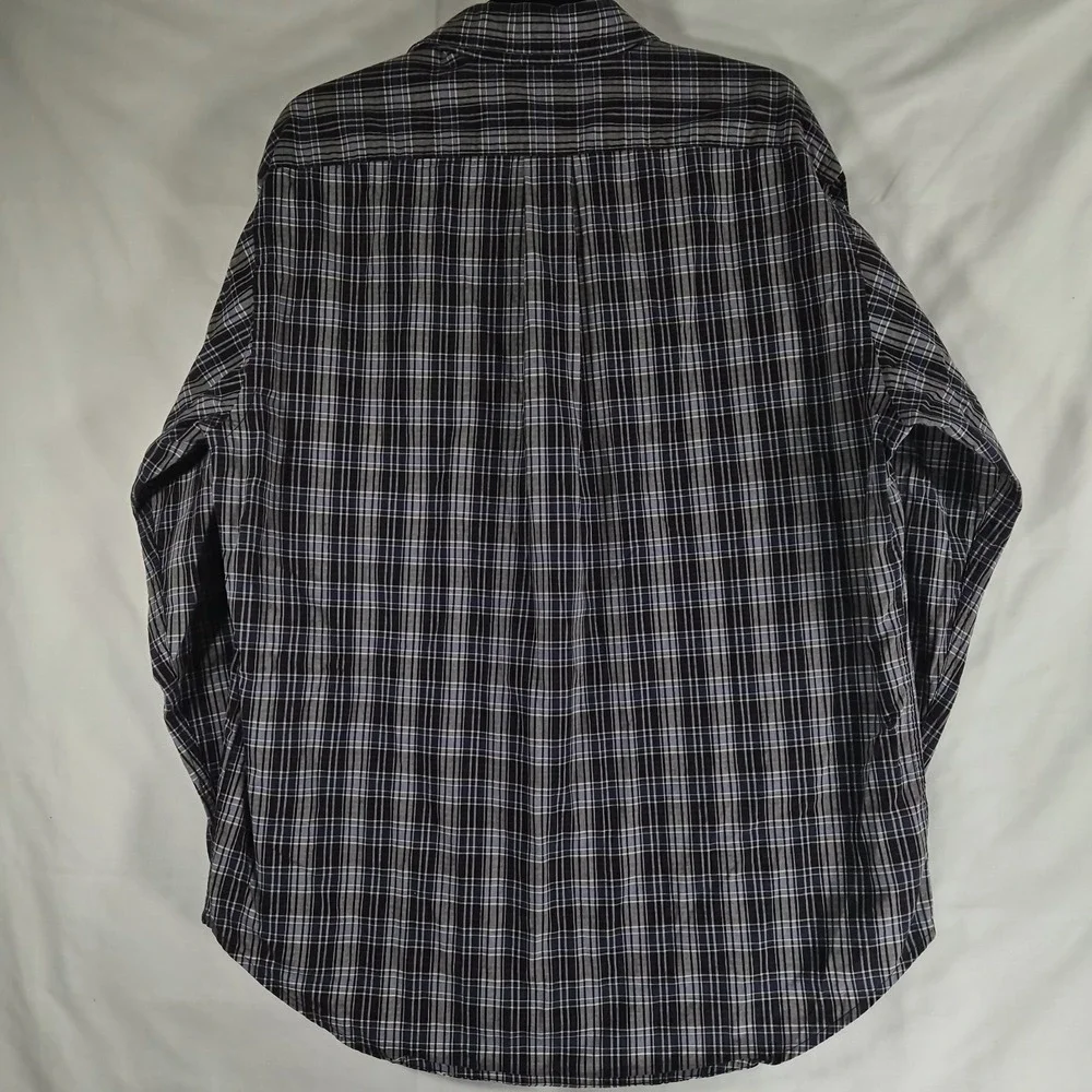 Vintage Polo Jeans Co Ralph Lauren Men's Large Blue Plaid Long Sleeve Button...